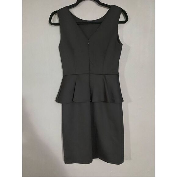 Spense Black Peplin Ruffle Dress Size 4 - Picture 2 of 4